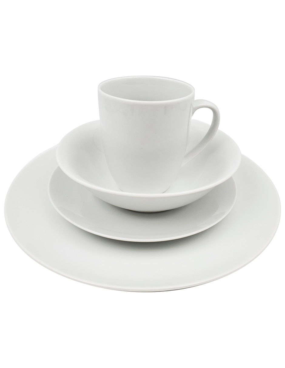 Vajilla cerrada Haus White de porcelana para 4 personas