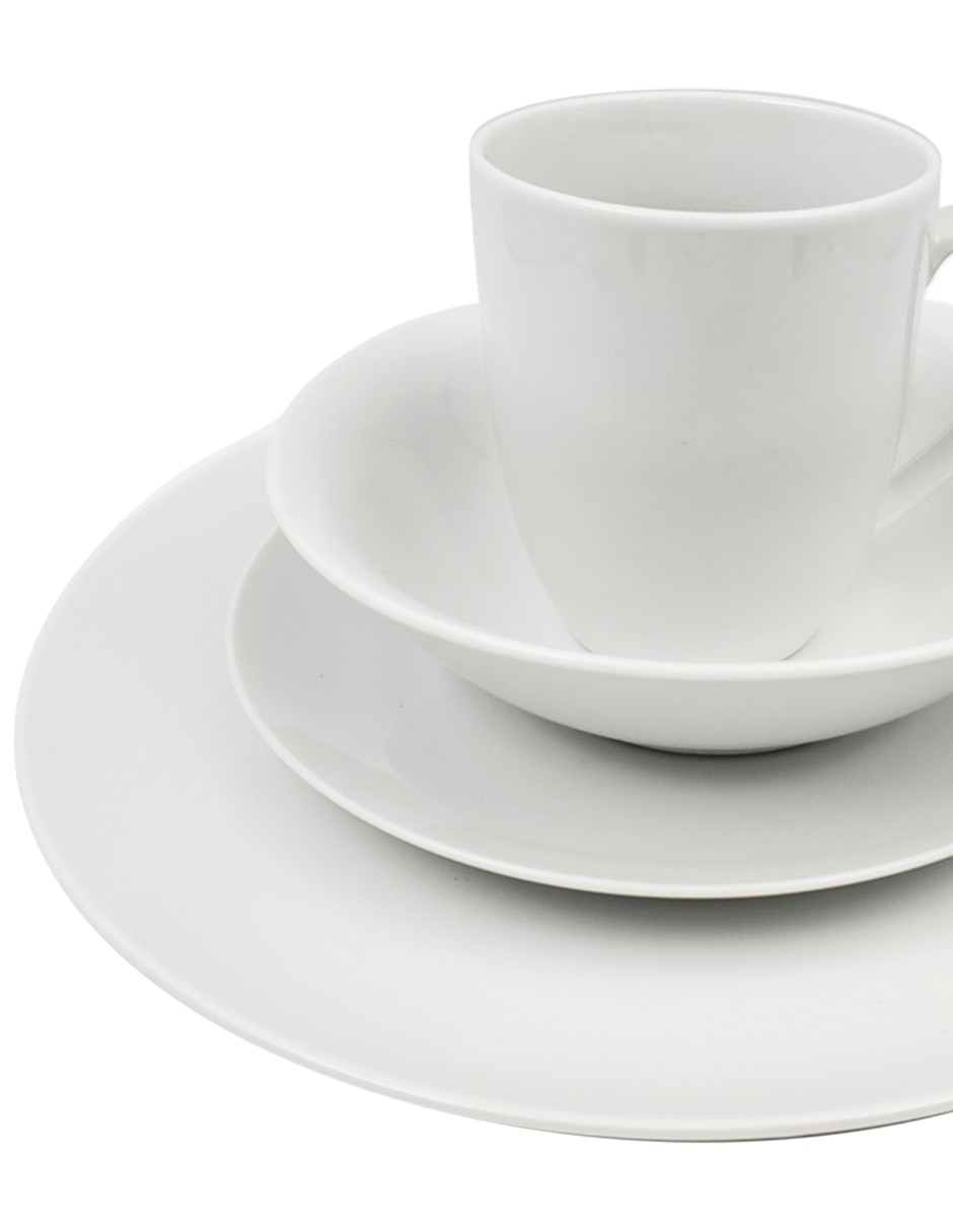 Vajilla cerrada White de porcelana para 4 personas