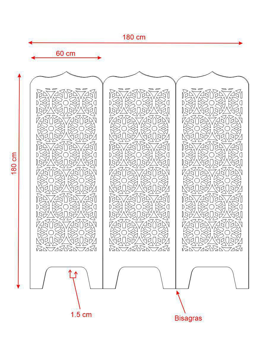 Biombo 3 paneles de MDF 3