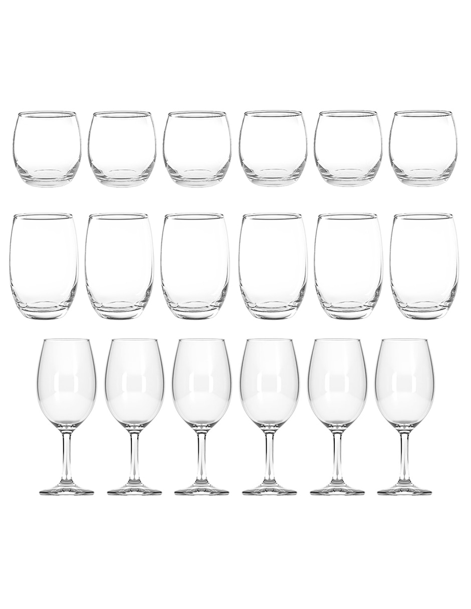 Set de vasos para agua Mikonos de vidrio con 18 piezas