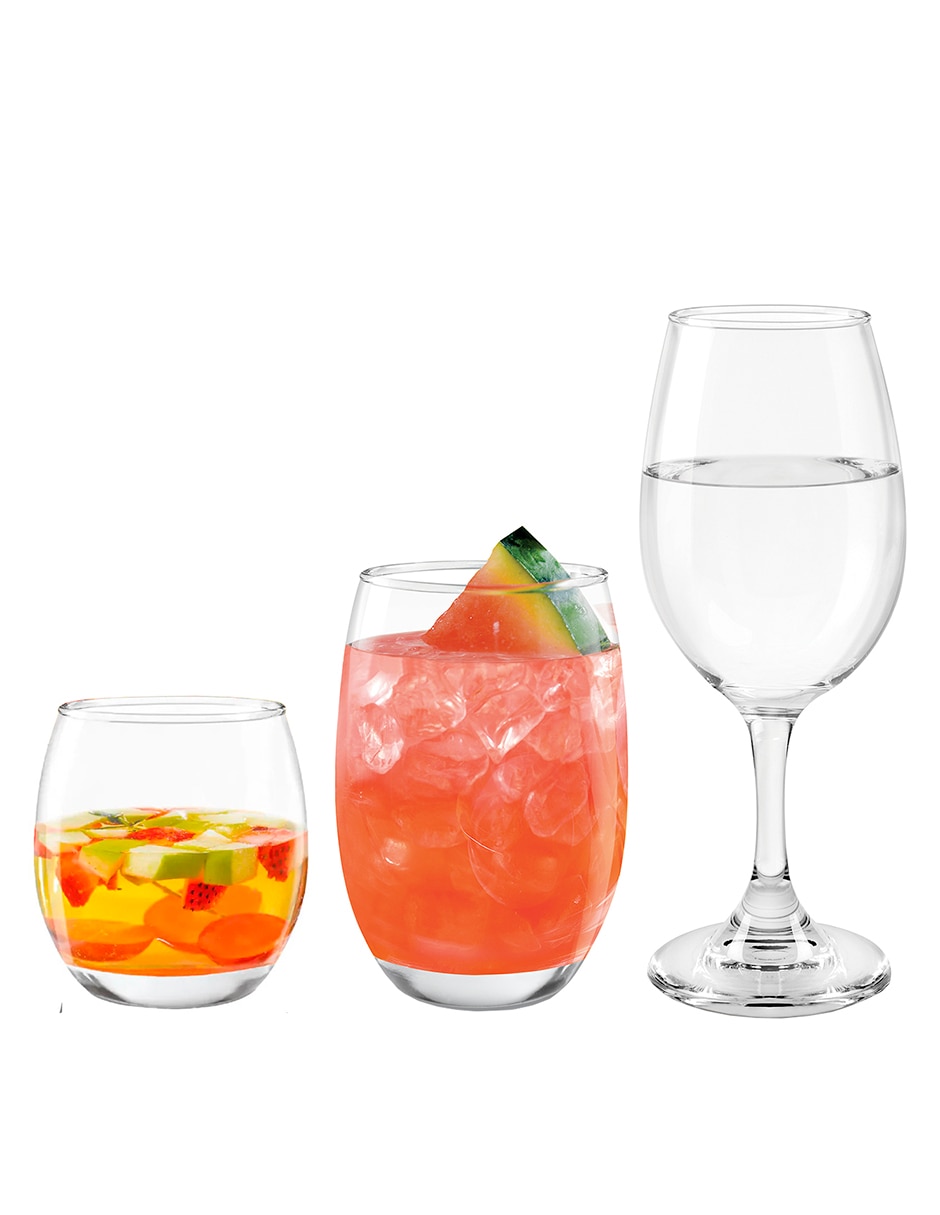 Set de vasos para agua Mikonos de vidrio con 18 piezas