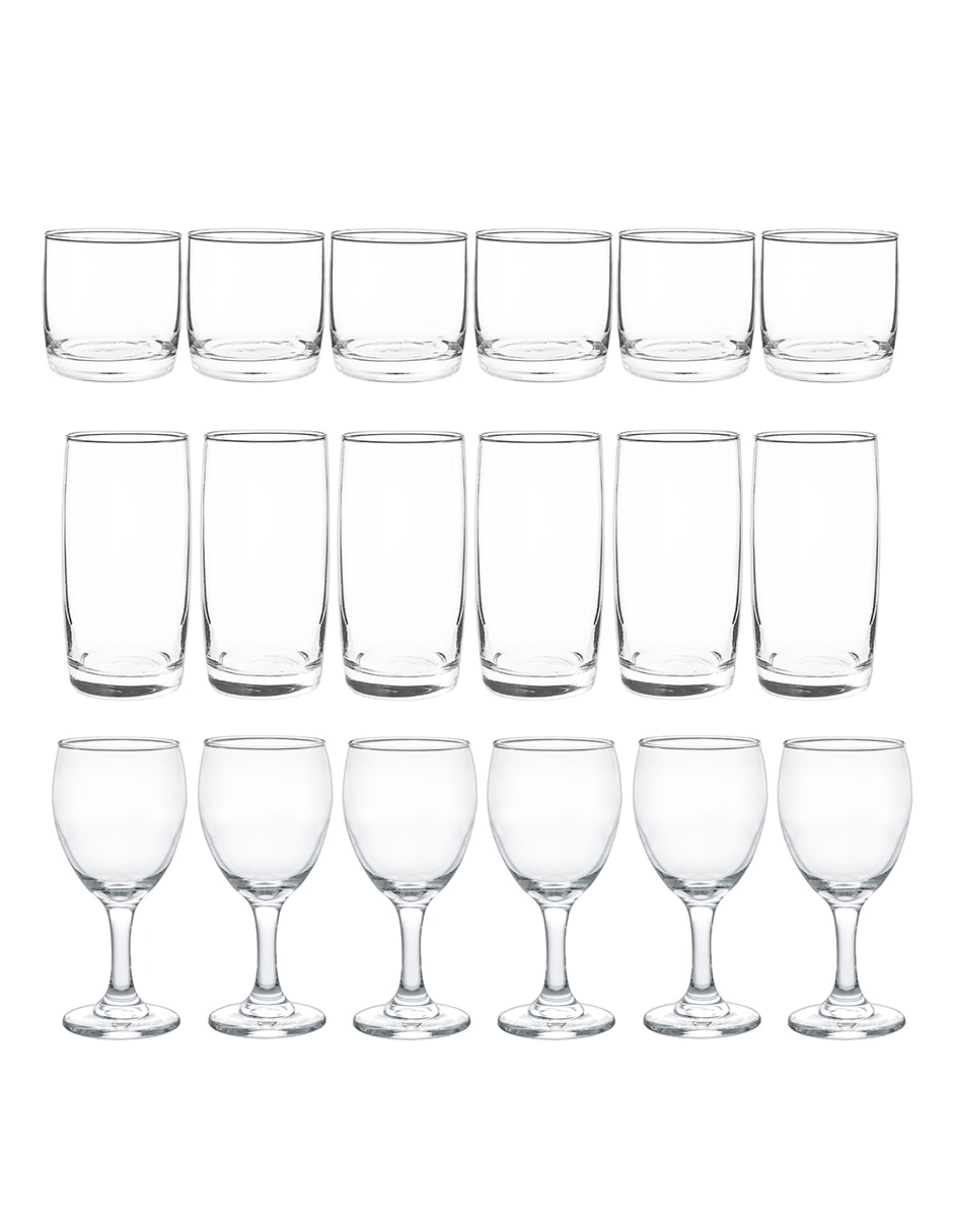 Set de vasos para agua Monterrey de vidrio con 18 piezas