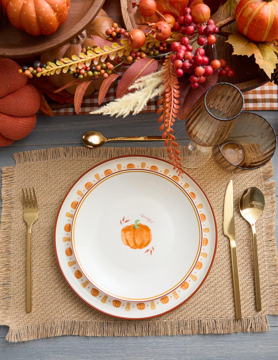 Plato ensalada Haus Harvest Pumpkins de stoneware