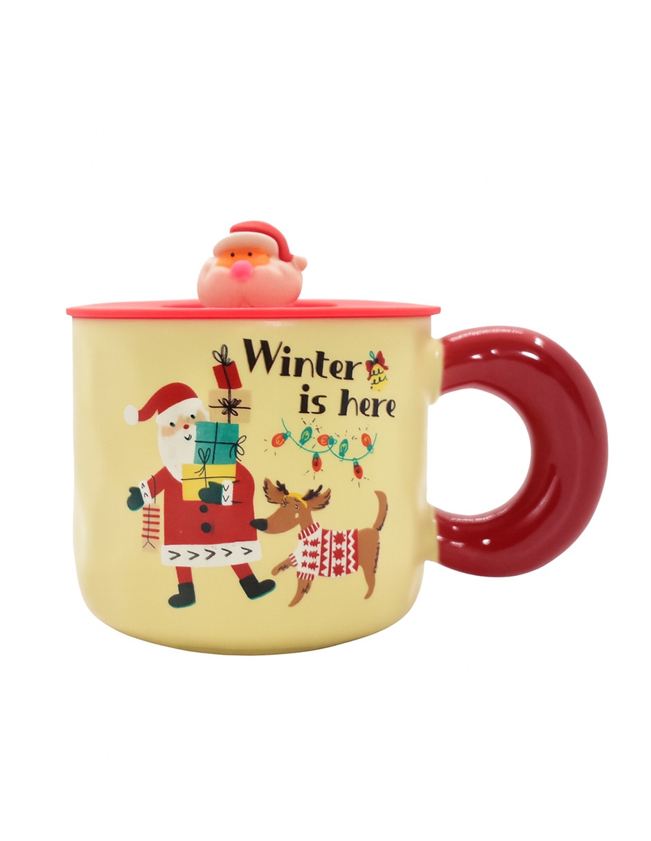 Taza navideña con tapa Navidad Wishes 2 piezas Taza navideña con tapa Navidad Wishes 2 piezas