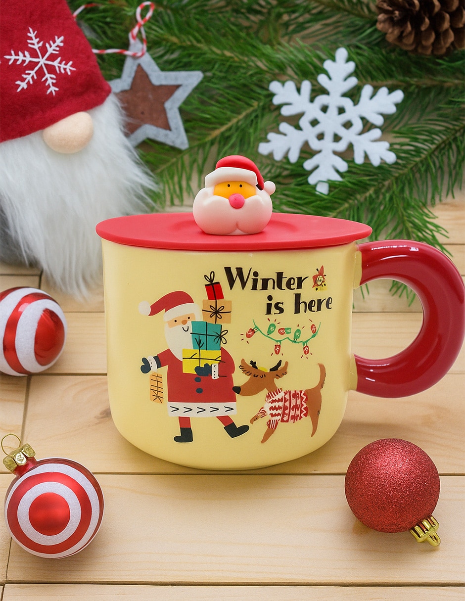 Taza navideña con tapa Navidad Wishes 2 piezas 2