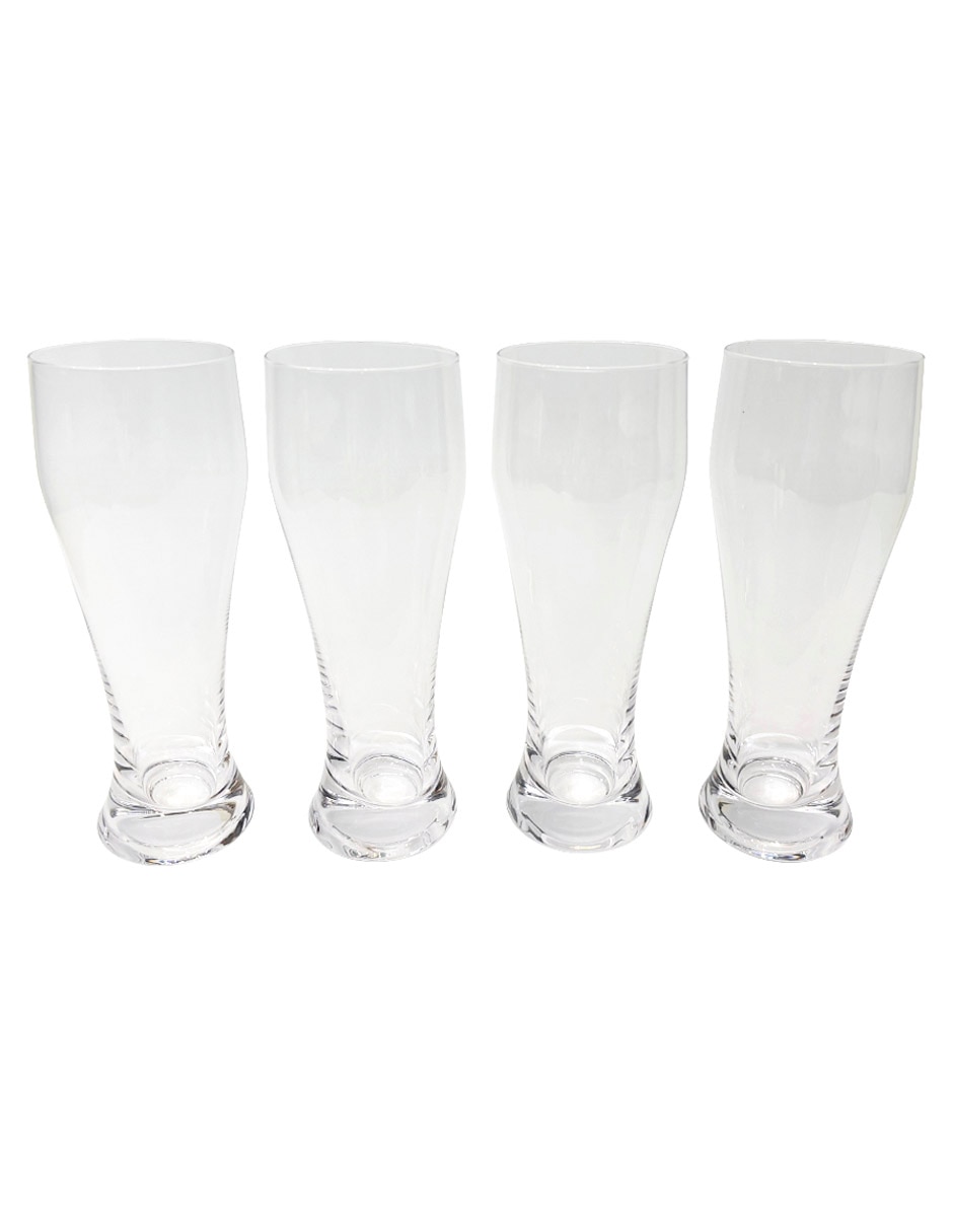 Set de vasos pilsner de vidrio con 4 piezas