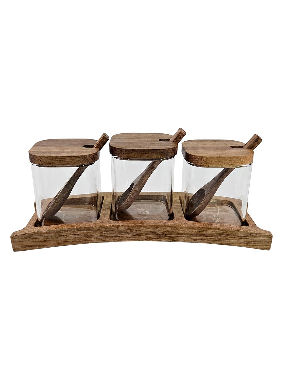 Set salsera con base de madera 170 ml