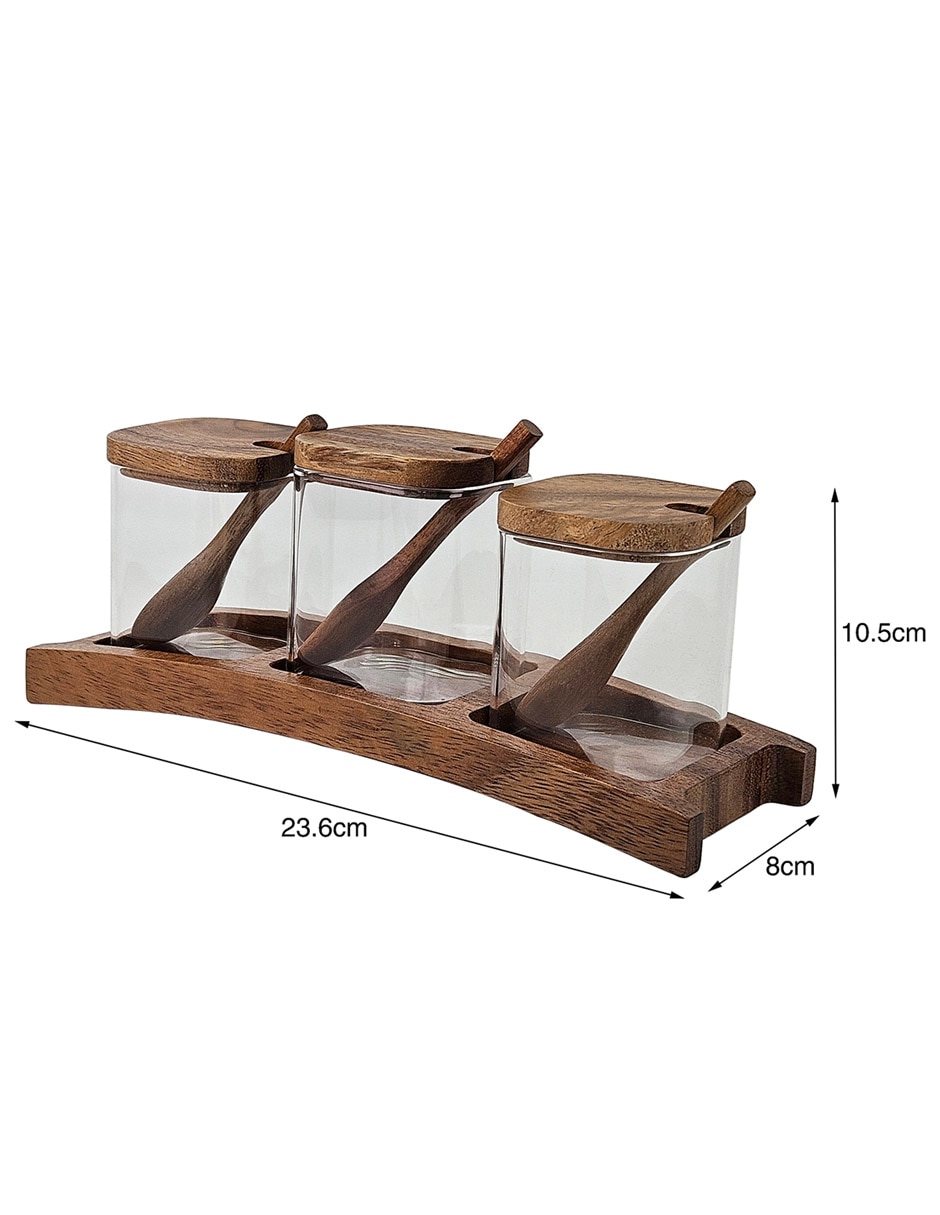 Set salsera con base de madera 170 ml 8