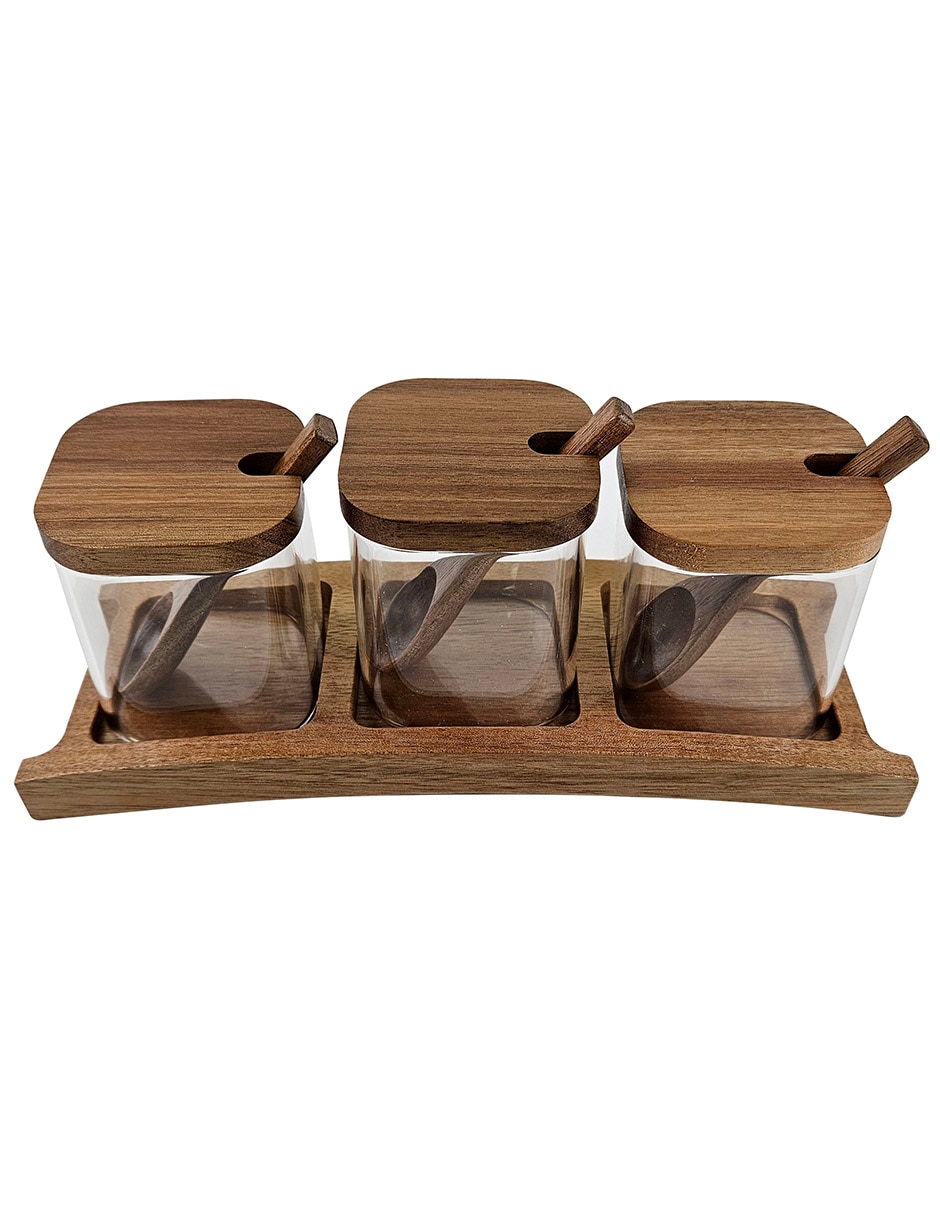 Set salsera con base de madera 170 ml 2