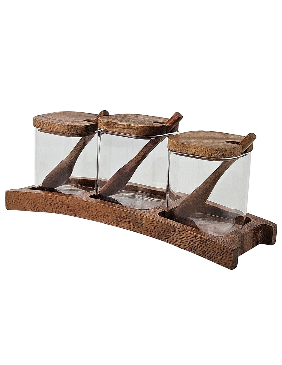 Set salsera con base de madera 170 ml 3