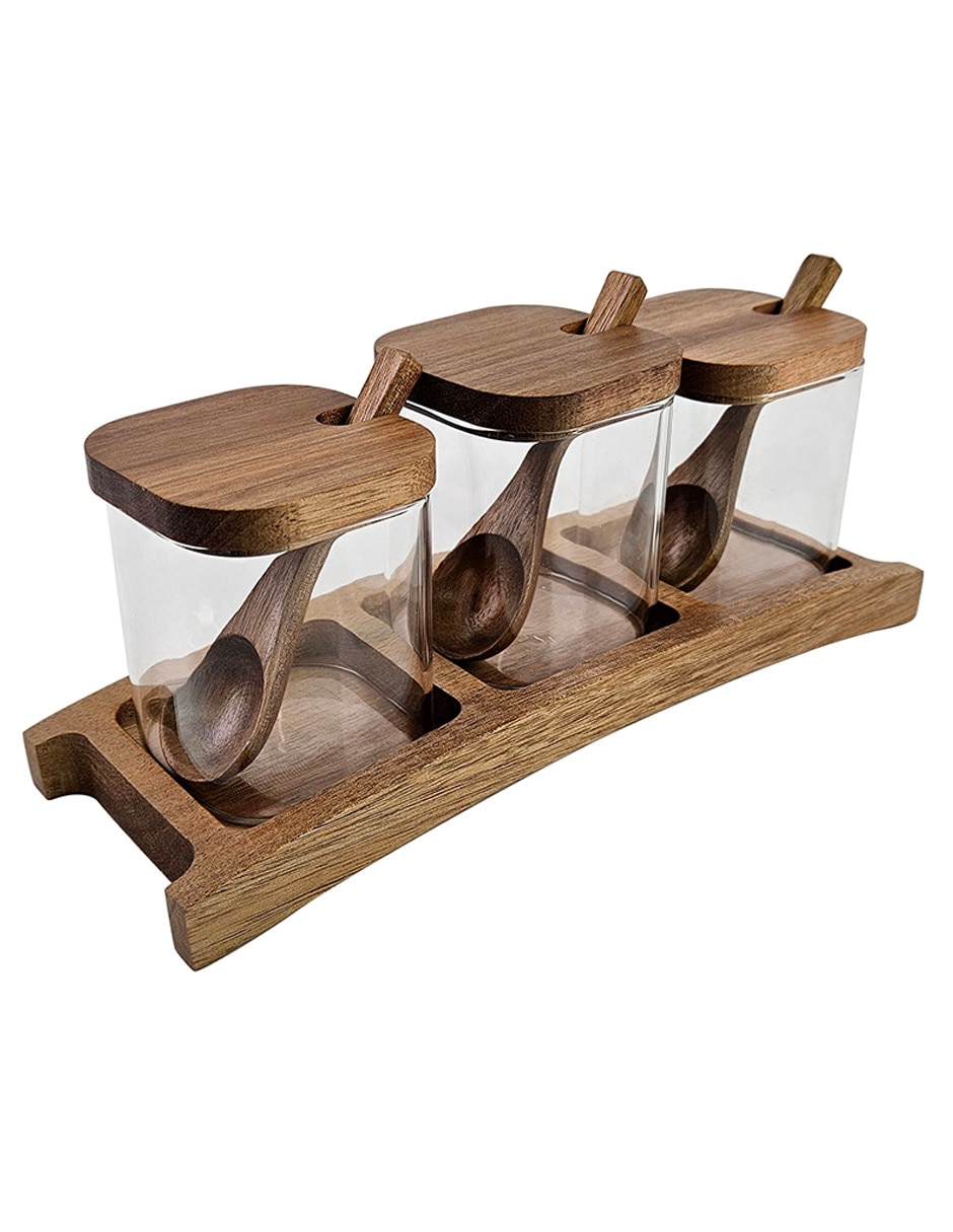 Set salsera con base de madera 170 ml 4