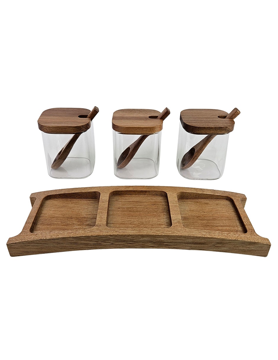 Set salsera con base de madera 170 ml