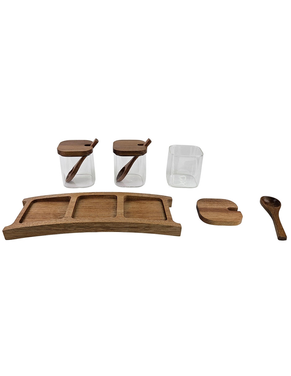 Set salsera con base de madera 170 ml 6