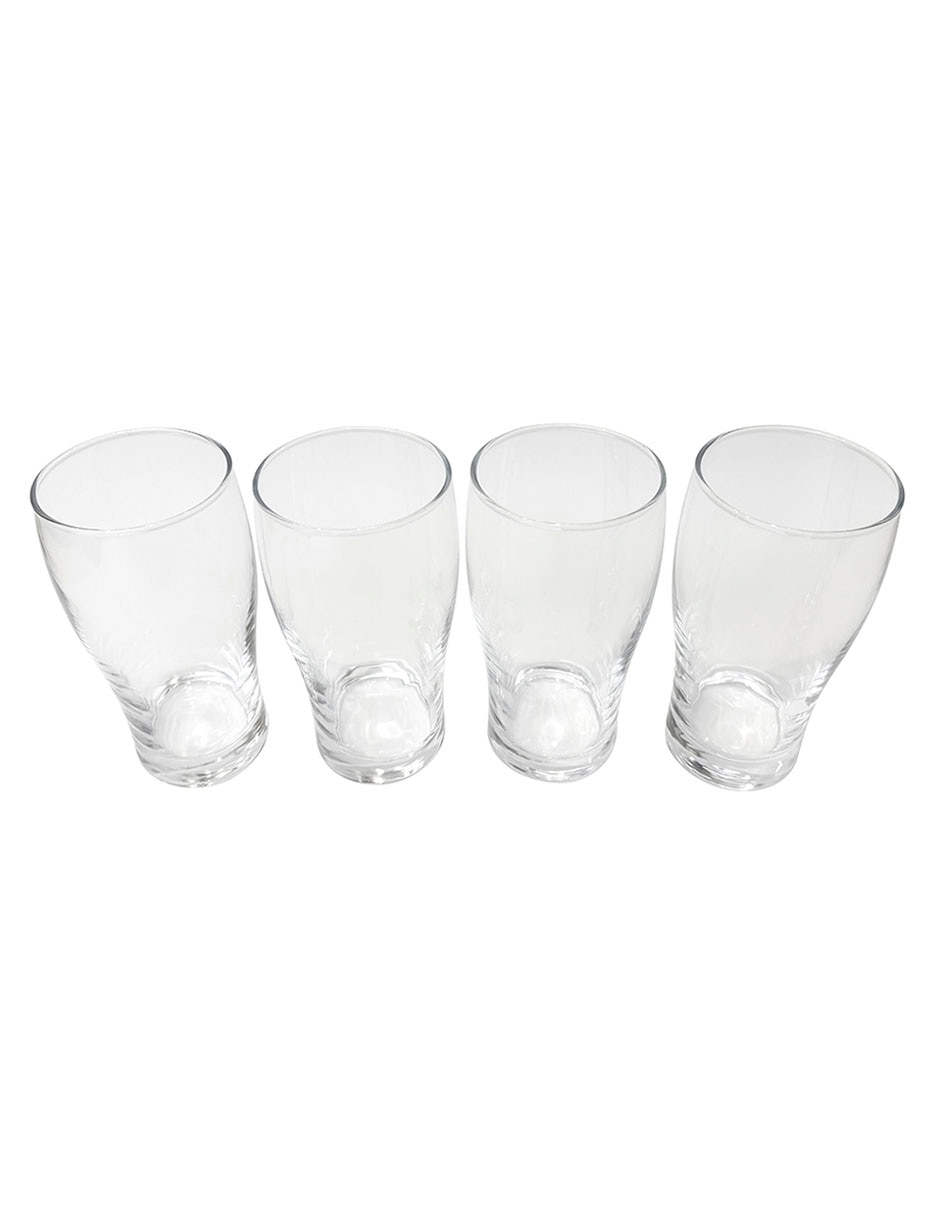 Vaso para cerveza de vidrio con 4 piezas