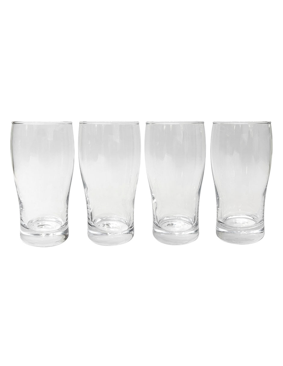 Vaso para cerveza de vidrio con 4 piezas