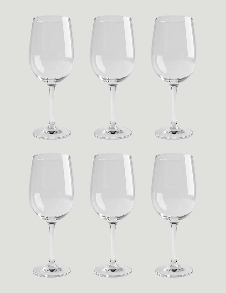Set De Copas Para Vino Tinto De Vidrio 6 Piezas