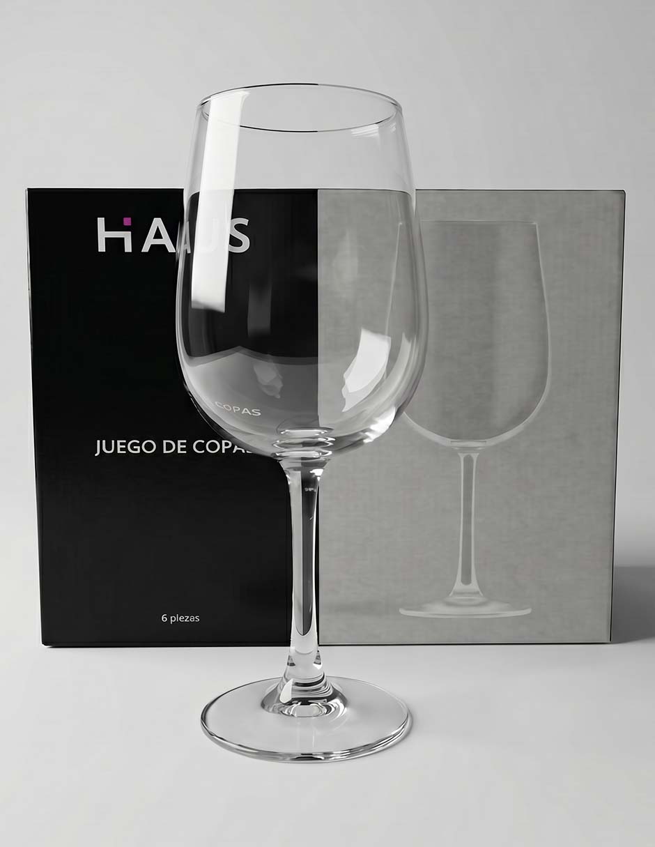 Set De Copas Para Vino Tinto Haus De Vidrio 6 Piezas
