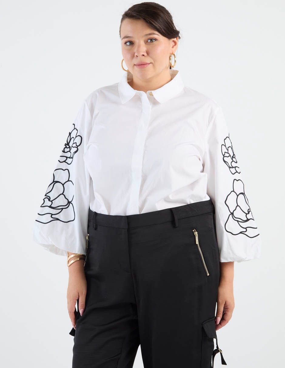 Camisa karl lagerfeld paris de algodón manga larga para mujer