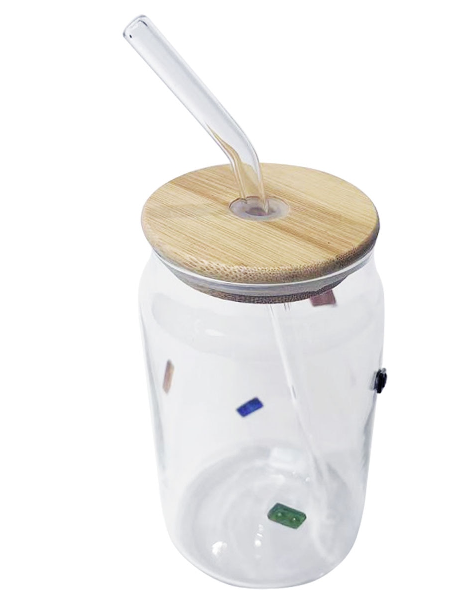 Vaso con tapa y popote