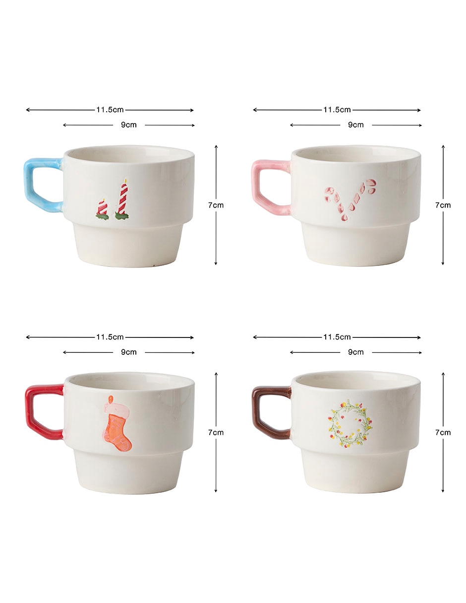SET TAZAS NAVIDEÑA, 250 ML, MULTICOLOR 10