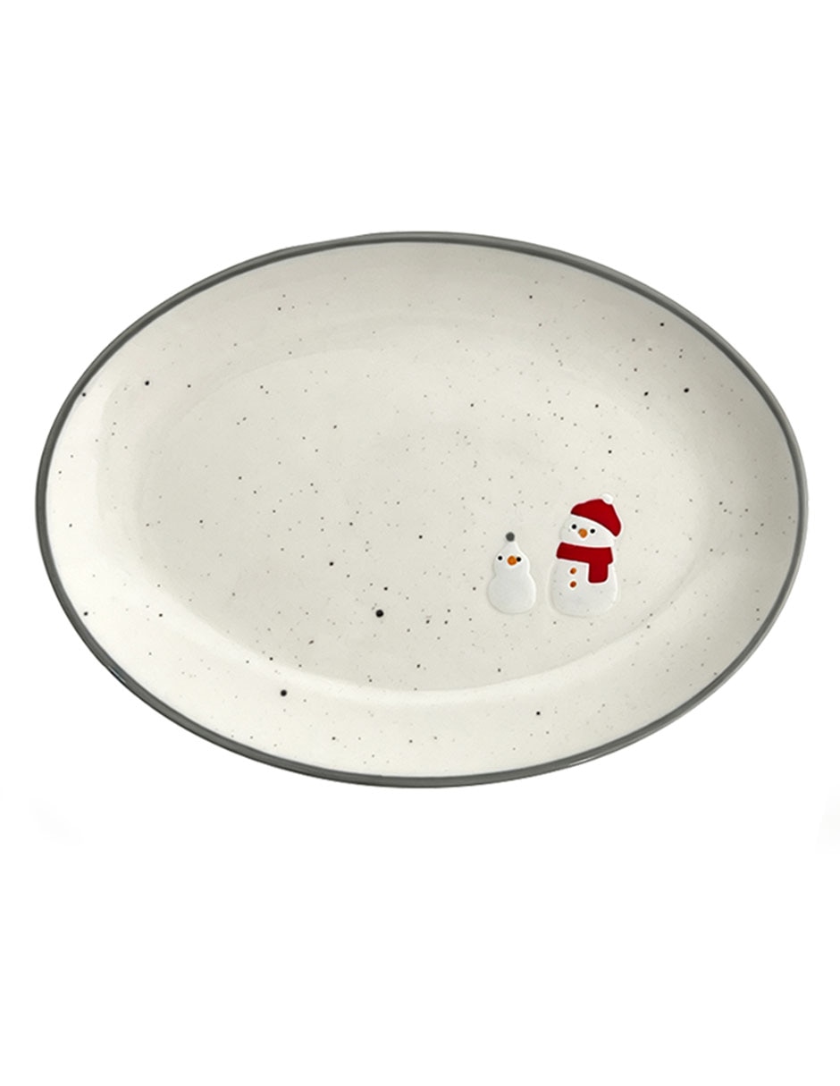 Plato pan navideño de cerámica