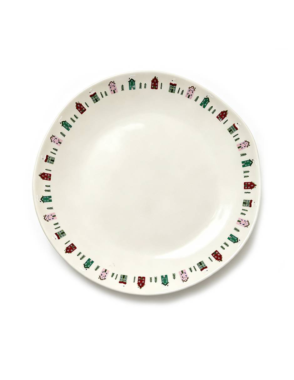 Plato trinche Pueblo Navideño de cerámica 1