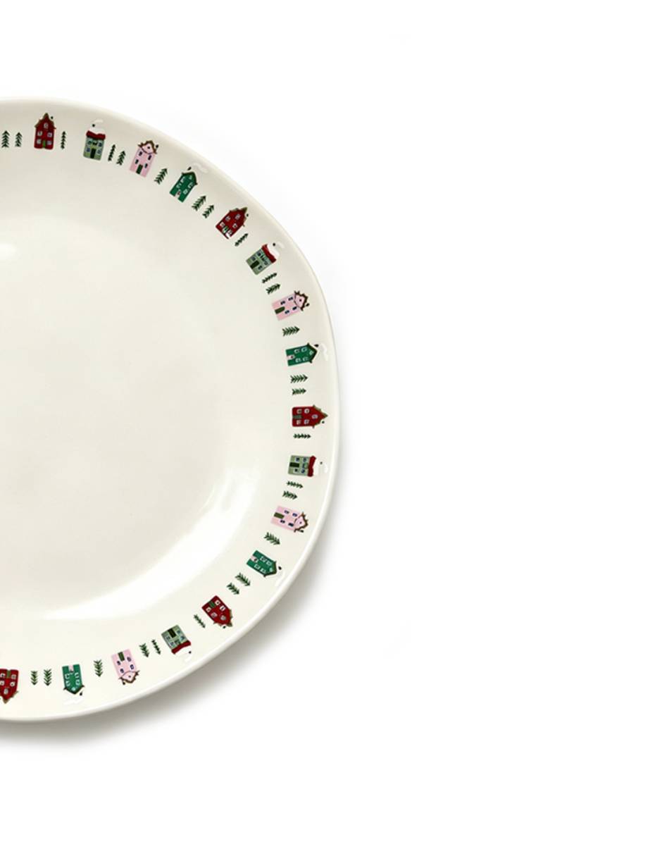 Plato trinche Pueblo Navideño de cerámica Plato trinche Pueblo Navideño de cerámica