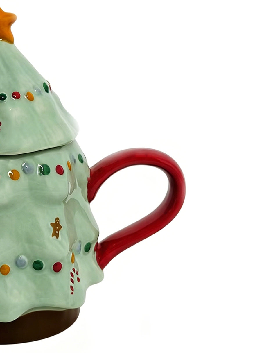 Taza navideña con tapa