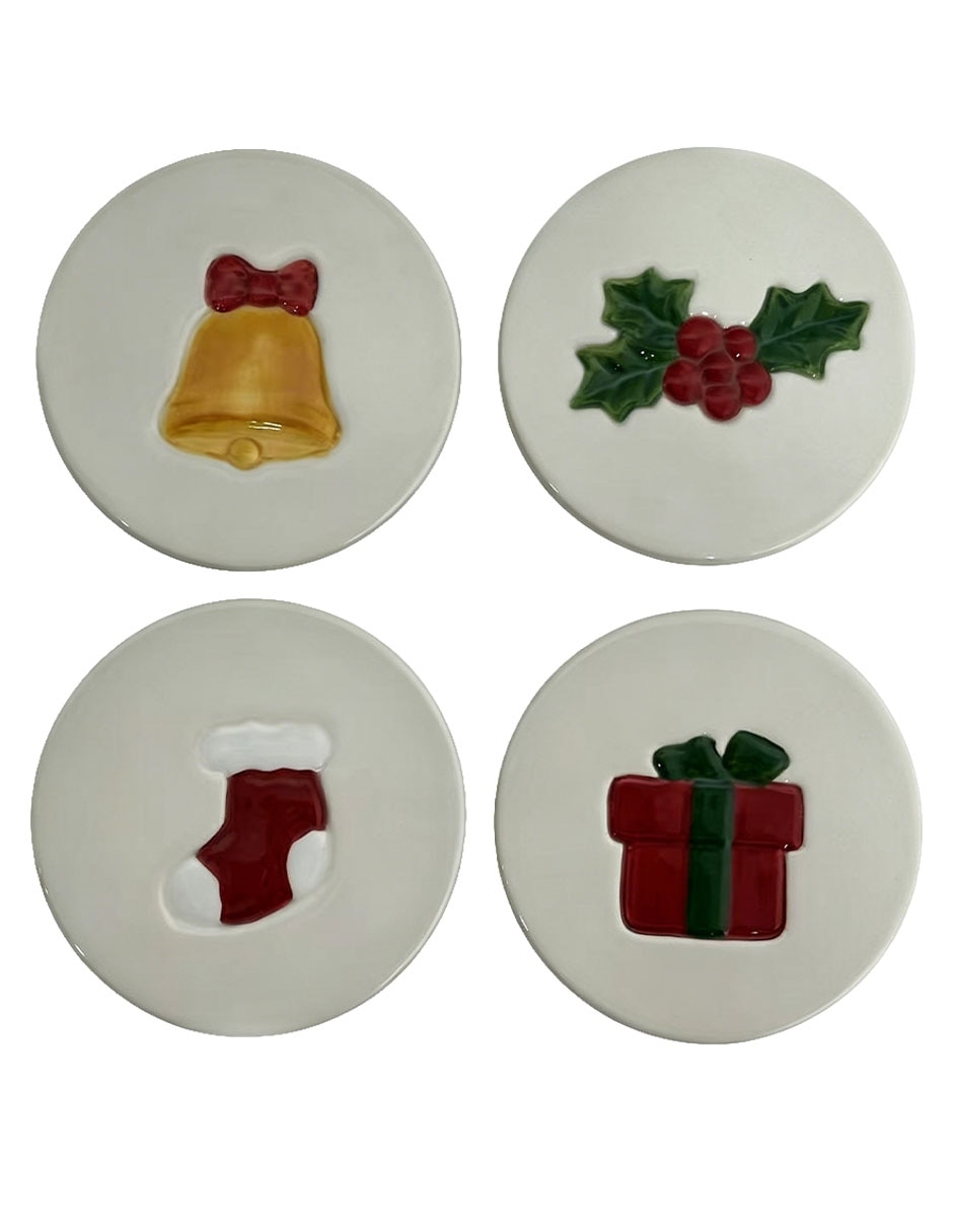Set de portavasos navideño de cerámica 4 piezas 1