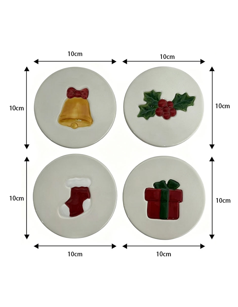 Set de portavasos navideño de cerámica 4 piezas 10