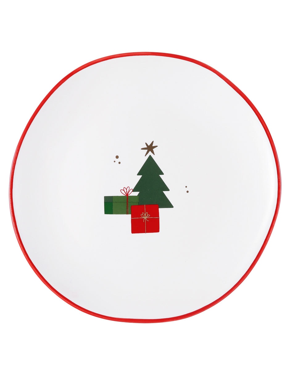 Plato ensalada navideño Merry Xmas de cerámica Plato ensalada navideño Merry Xmas de cerámica