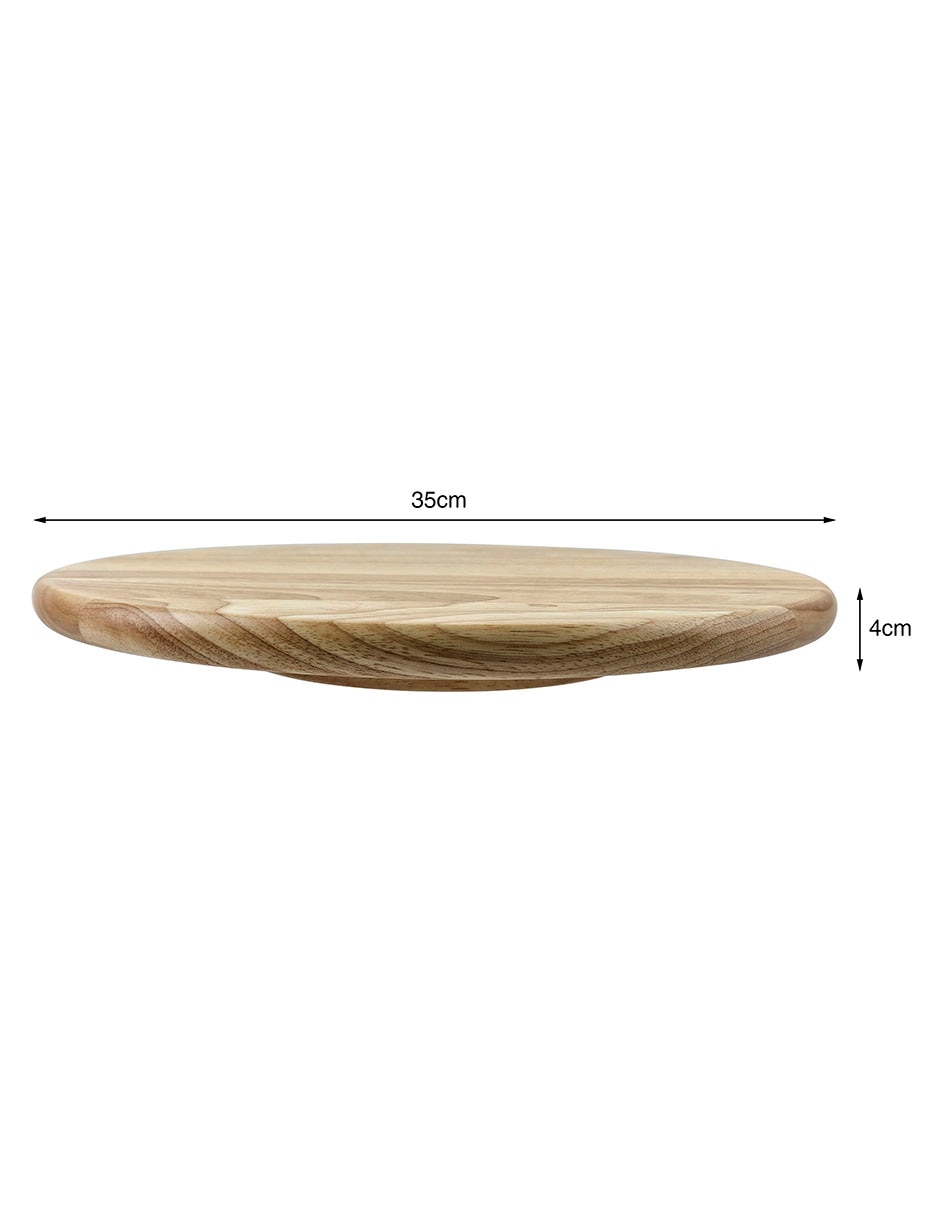 Charola giratoria de madera de caucho 2