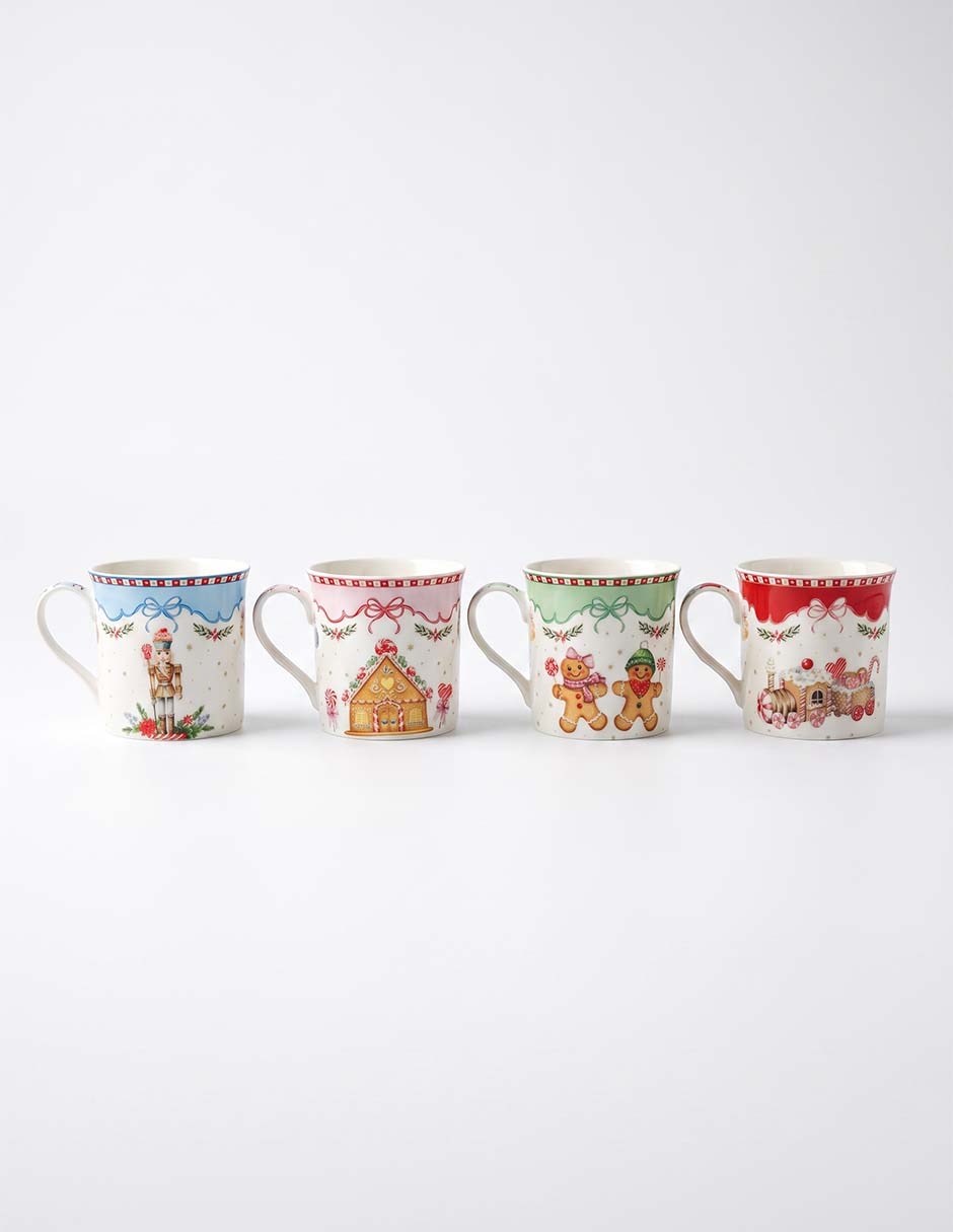 Vajilla cerrada villa navideña de porcelana para 4 personas 1