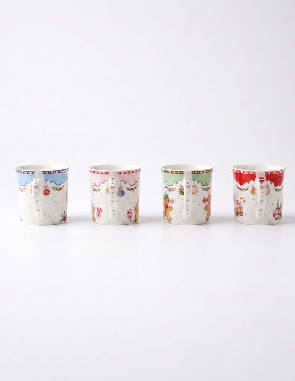 Vajilla cerrada villa navideña de porcelana para 4 personas 2