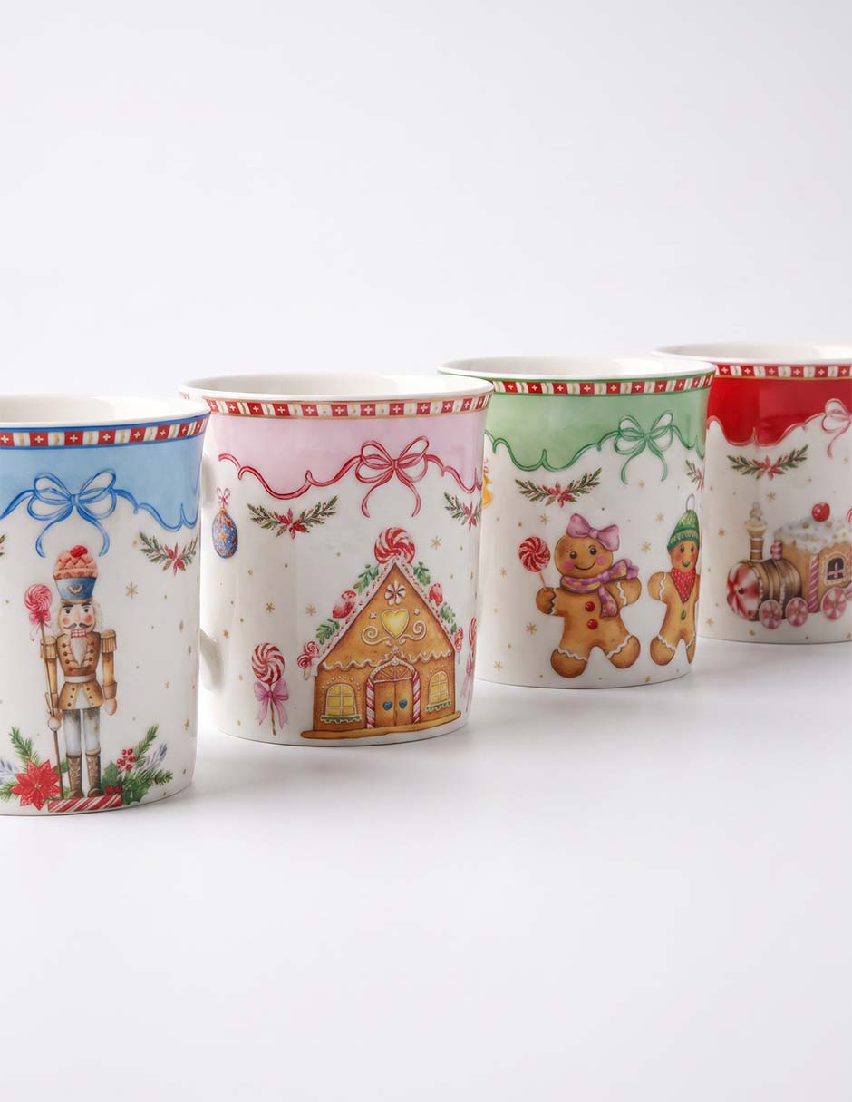 Vajilla cerrada villa navideña de porcelana para 4 personas Vajilla cerrada villa navideña de porcelana para 4 personas