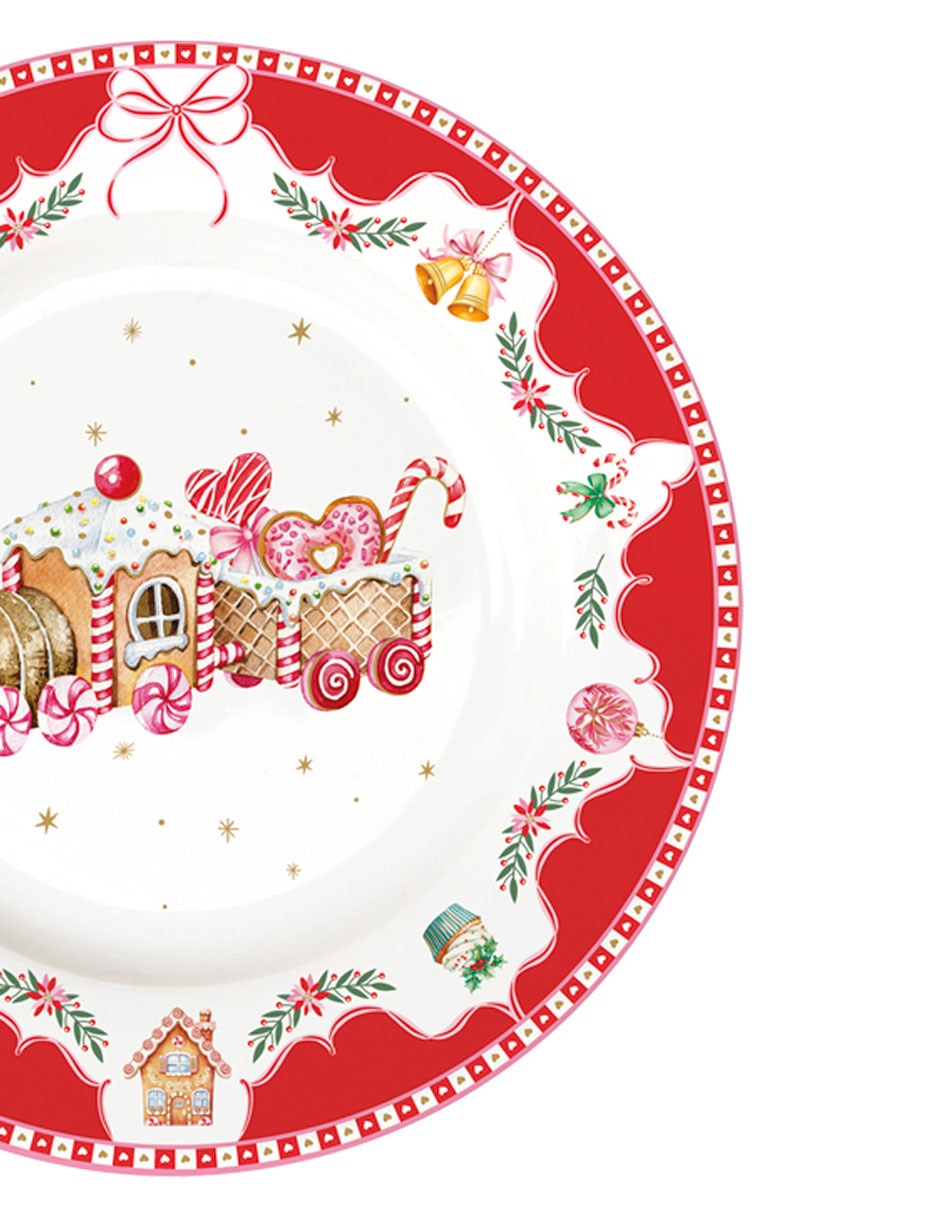 Vajilla cerrada Christmas Spirit Villa Navideña de porcelana para 4 personas