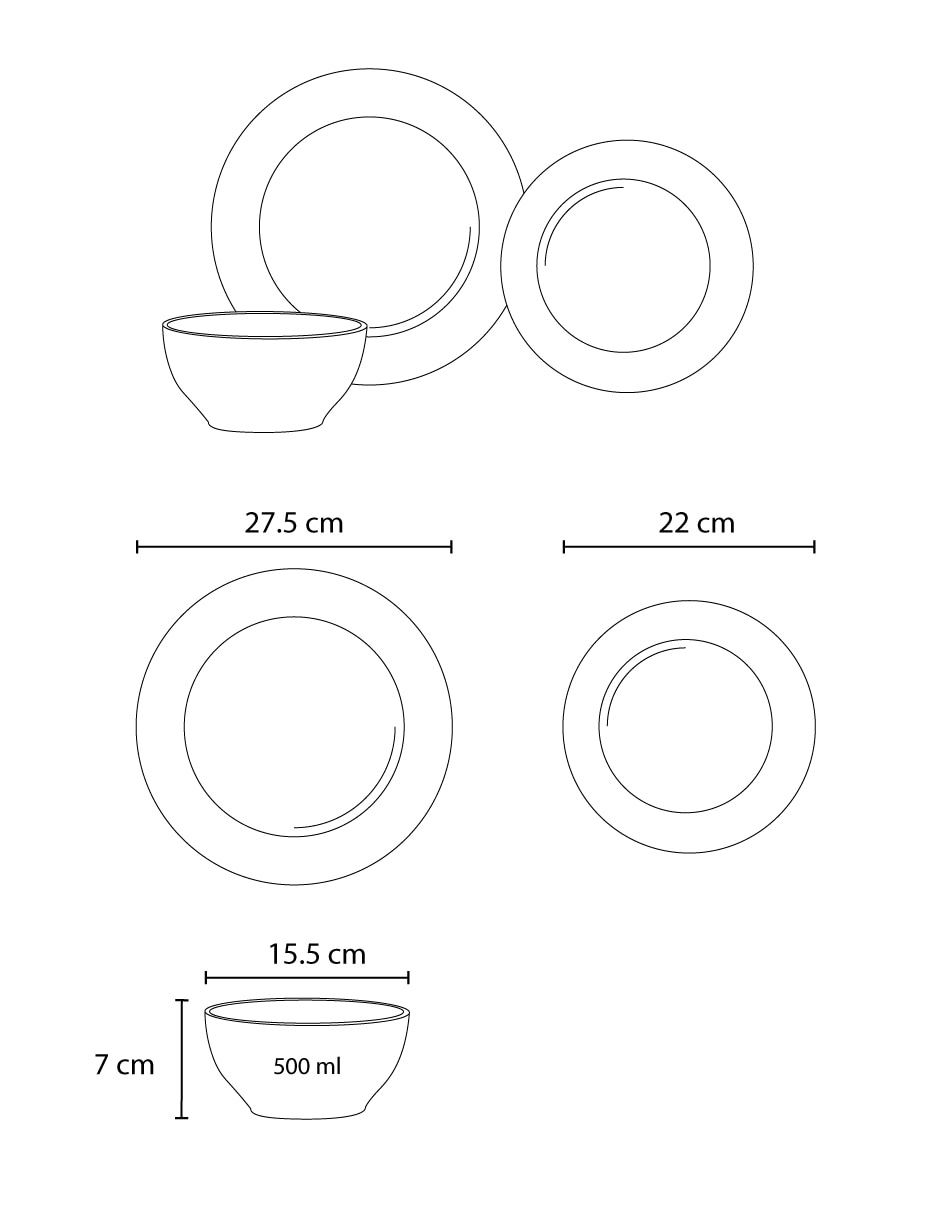 Vajilla cerrada Allegra de porcelana para 4 personas 3