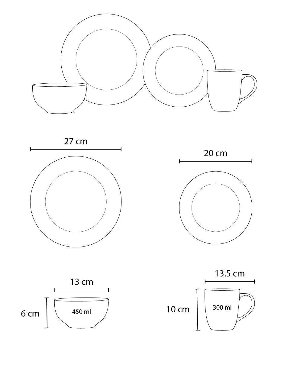 Vajilla cerrada de porcelana para 4 personas 3