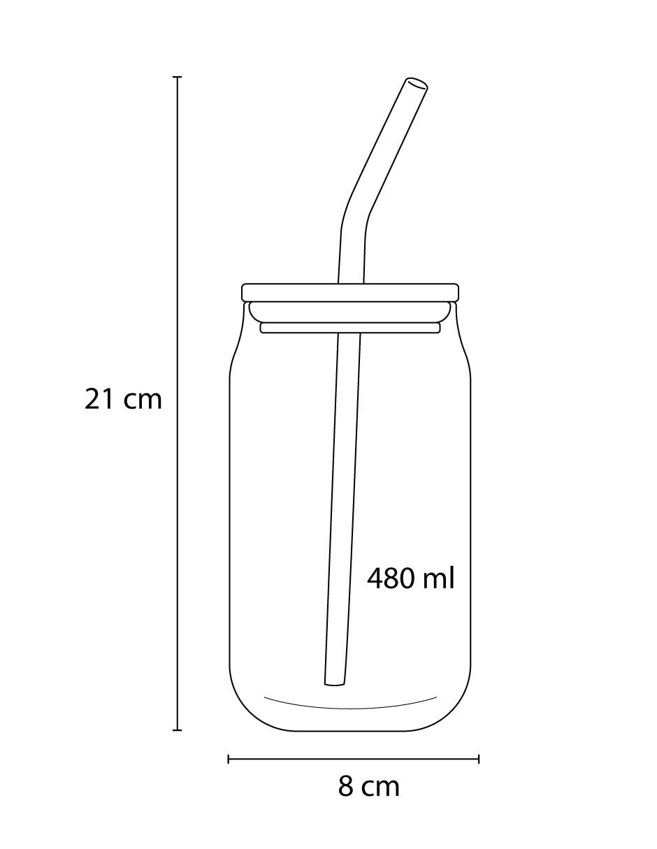 Vaso Con tapa y popote Vasonav de vidrio 3